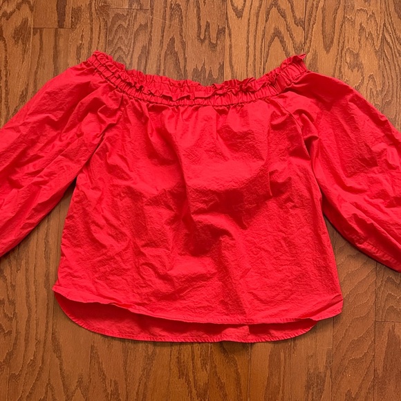 J. Crew off shoulder red orange blouse - Picture 4 of 9
